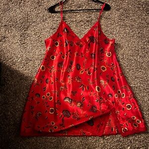 Floral Red Slip Dress
